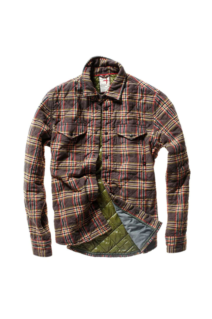 Quilted Flannel Shirt Jacket - Char/Brown Plaid