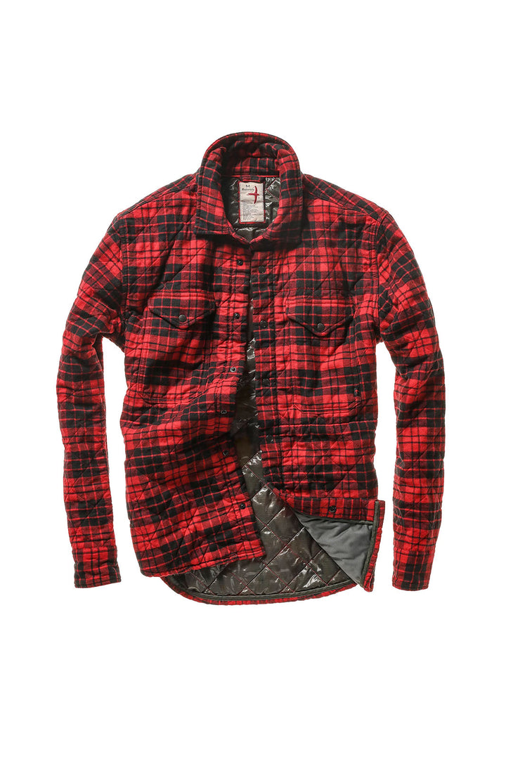 Quilted Flannel Shirt Jacket - Red/Black Grid