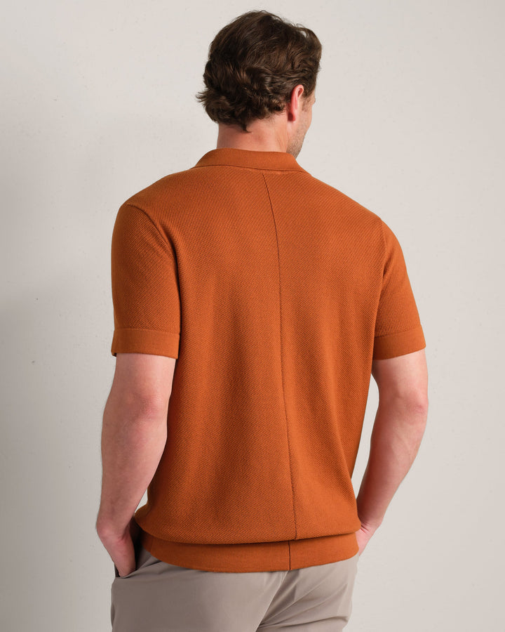 Resolve Pique Sweater Polo | Dark Caramel