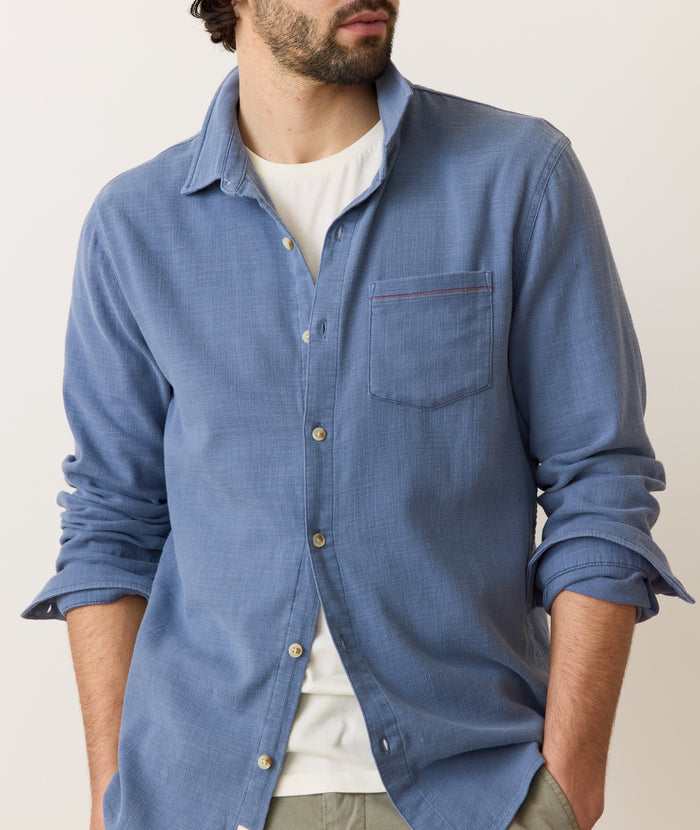Stretch Selvage Long Sleeve Shirt | Coronet Blue