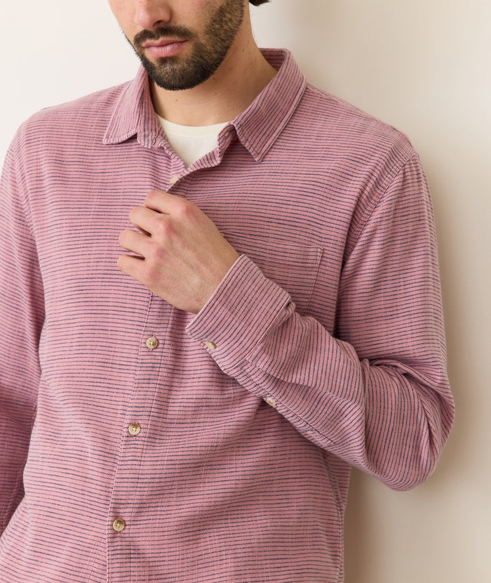 Stretch Selvage Long Sleeve Shirt | Warm Stripe