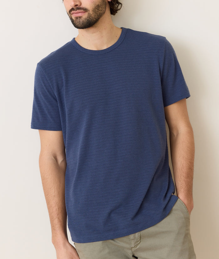 Signature Jacquard Crew Tee | Mood Indigo