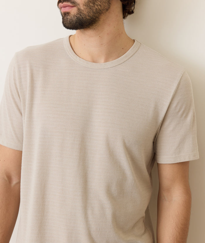 Signature Jacquard Crew Tee | Natural