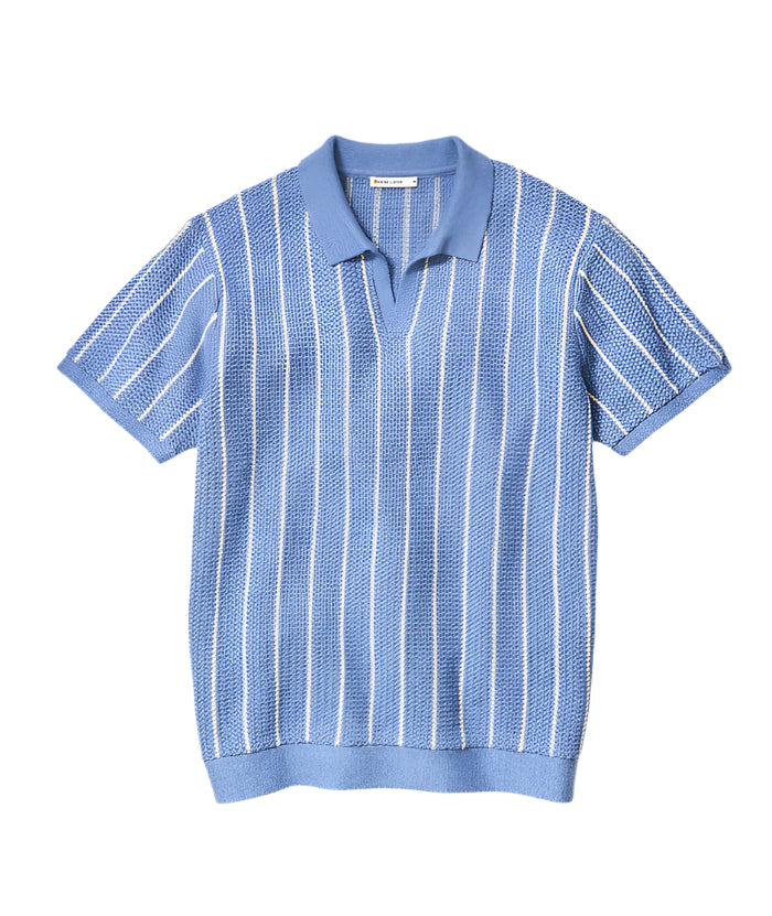 Conrad Sweater Polo | Azure Stripe