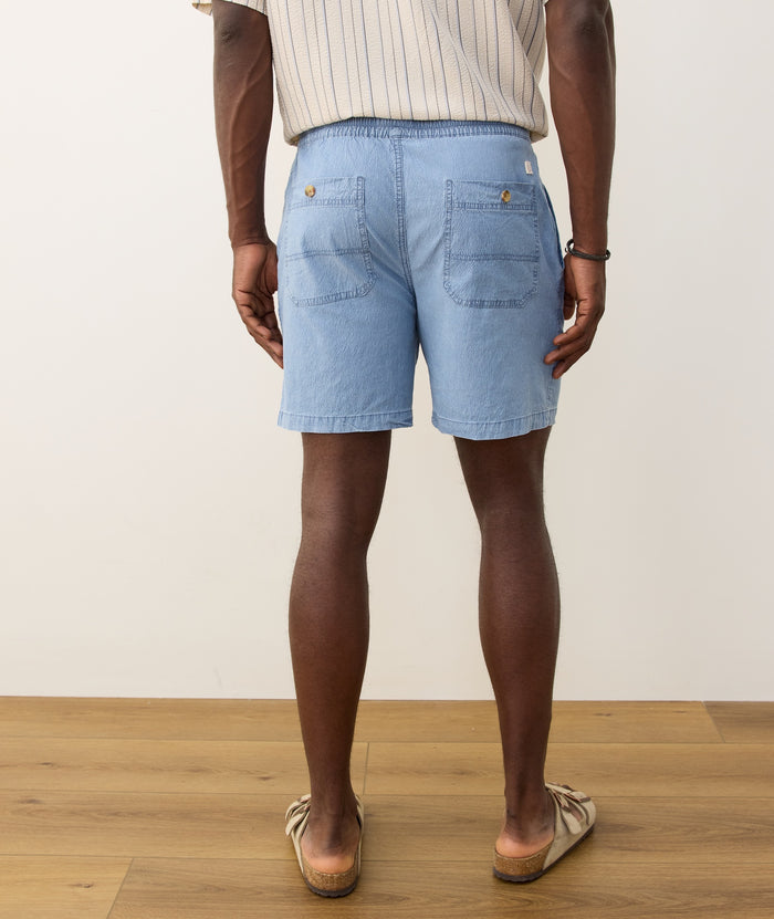 6" Saturday Seersucker Short | Light Indigo