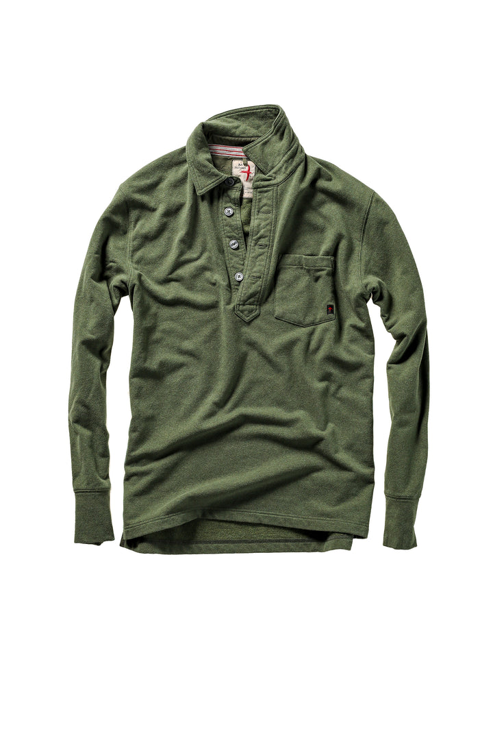 Loopback Long Sleeve Polo - Bright Loden Heather