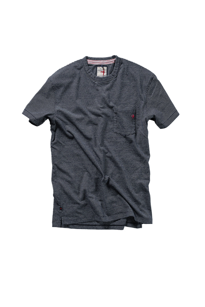 Ringspun Pocket T-Shirt - Navy/ White Stripe