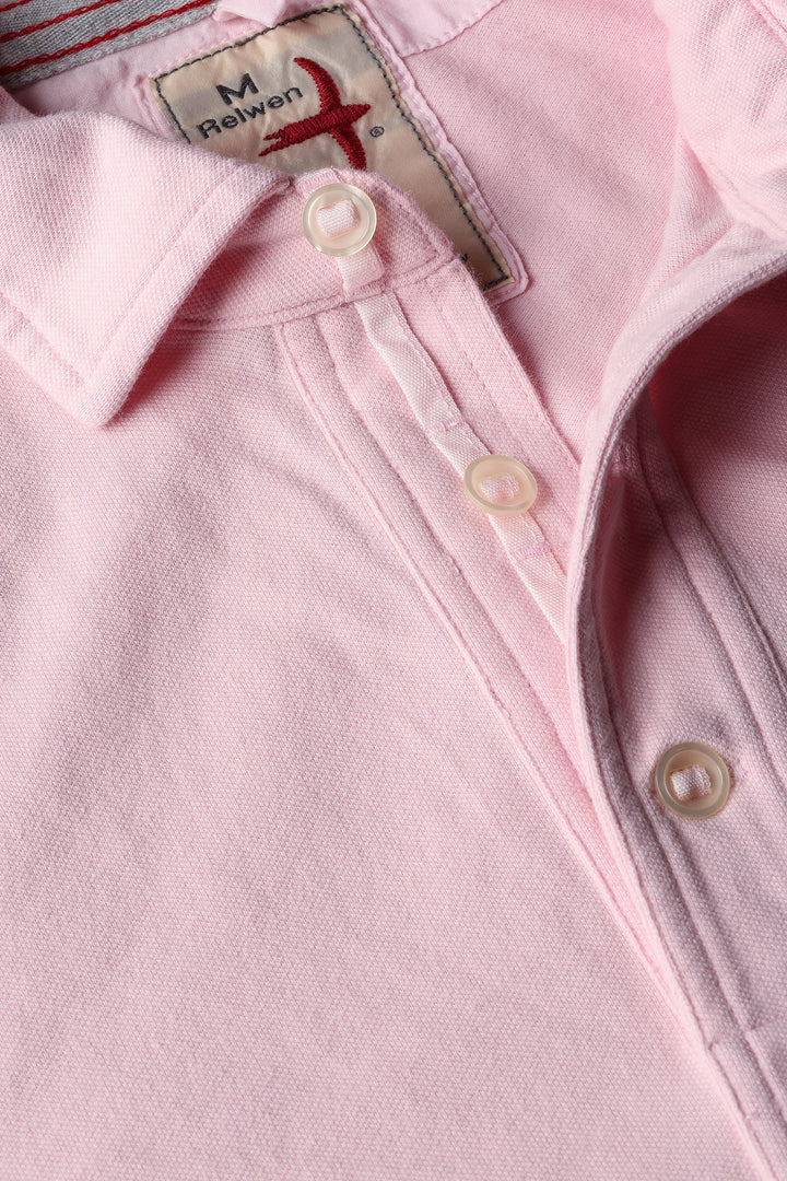 Pique Slot Polo | Pale Pink