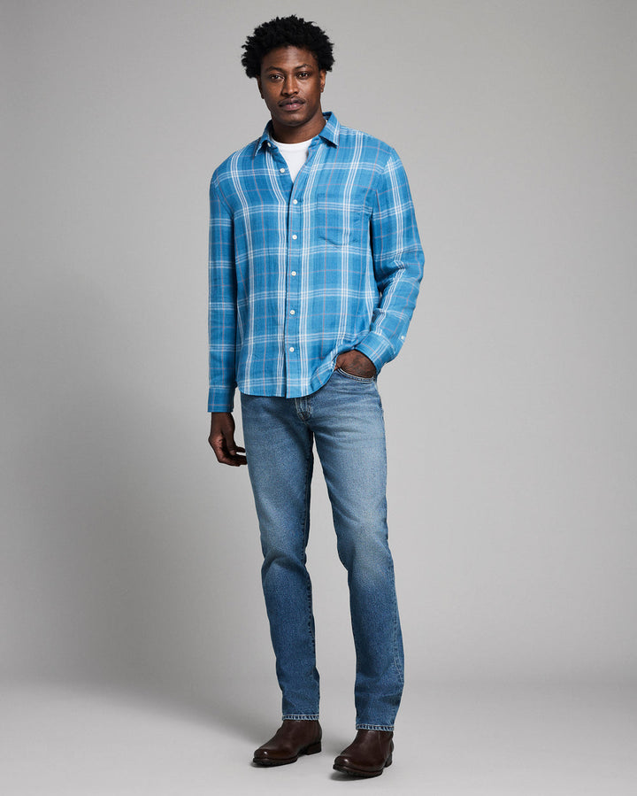 Double Face Plaid Cypress Shirt | Washed Indigo
