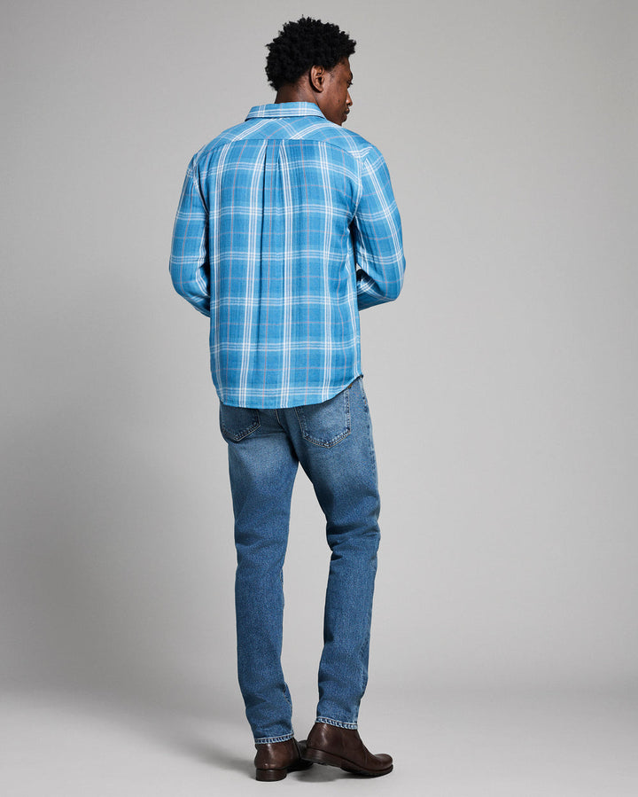 Double Face Plaid Cypress Shirt | Washed Indigo