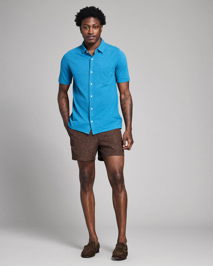 Short Sleeve Textured Treme Knit Shirt | Blue Sapphire Heater