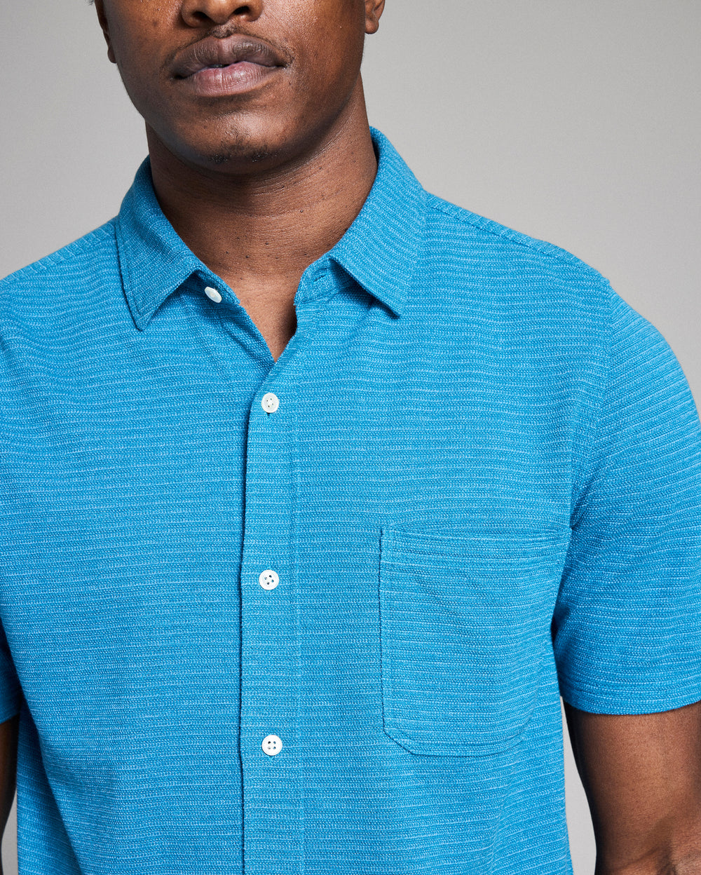 Short Sleeve Textured Treme Knit Shirt | Blue Sapphire Heater