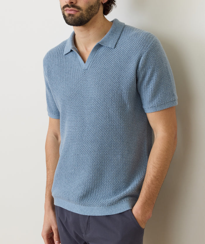 Conrad Sweater Polo | Washed Indigo