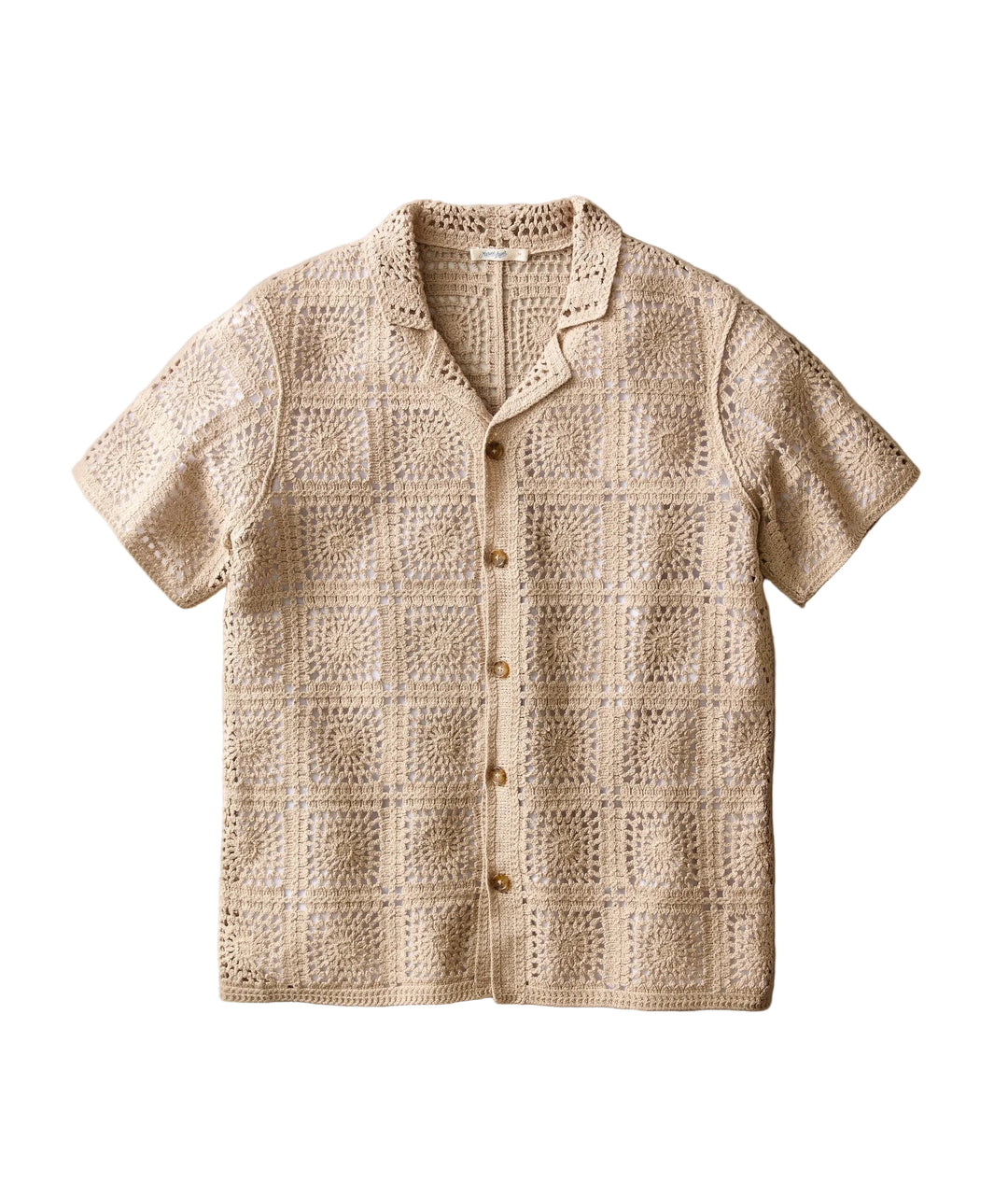 Callum Crochet Button Down | Vintage Khaki