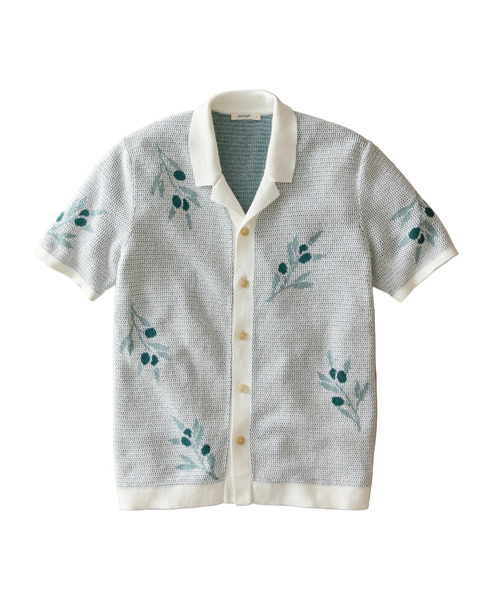 Olivo Resort Sweater | White Olive Motif