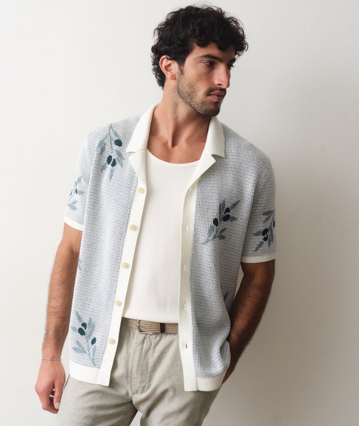Olivo Resort Sweater | White Olive Motif
