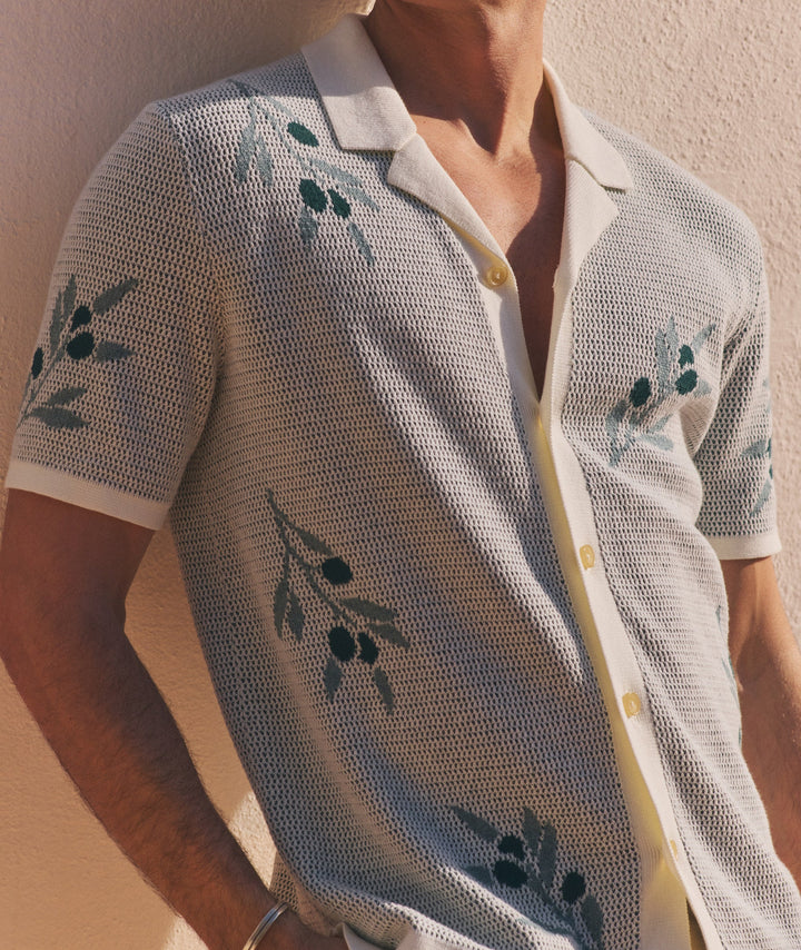 Olivo Resort Sweater | White Olive Motif