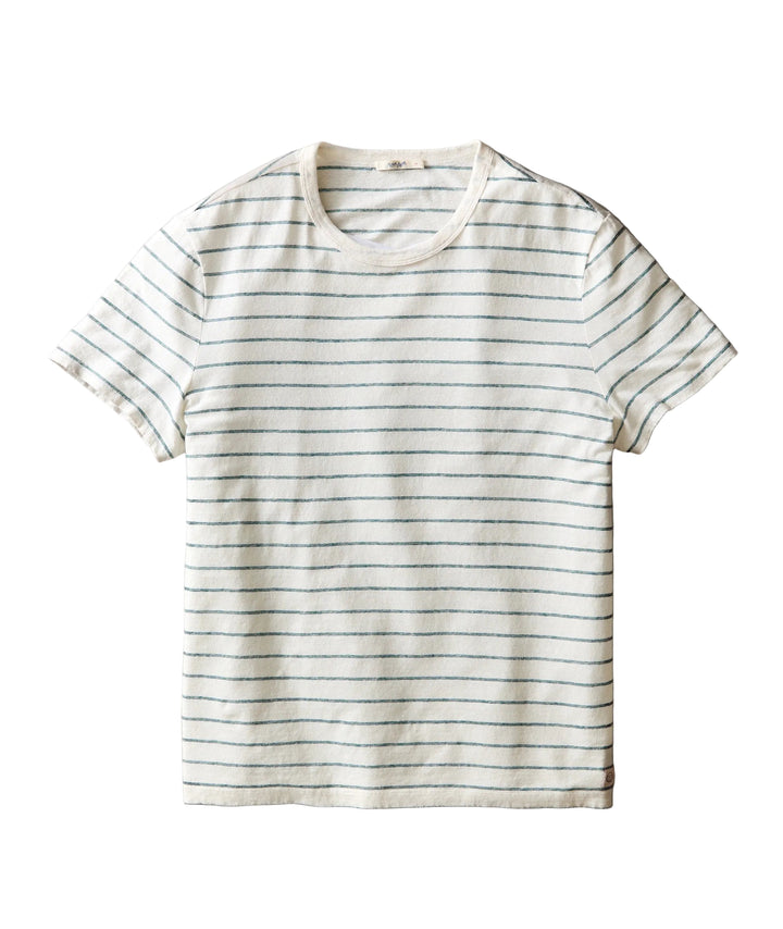 Relaxed Hemp Cotton Tee | White/Mediterranea Stripe
