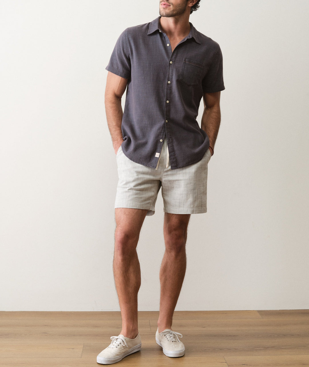 6" Saturday Beach Short | Green Stripe