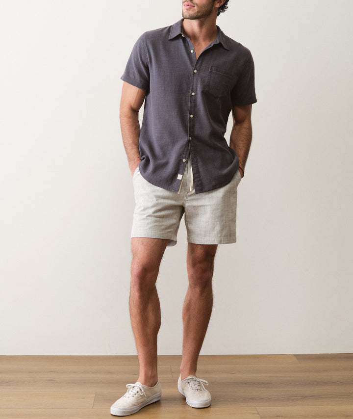 6" Saturday Beach Short | Green Stripe