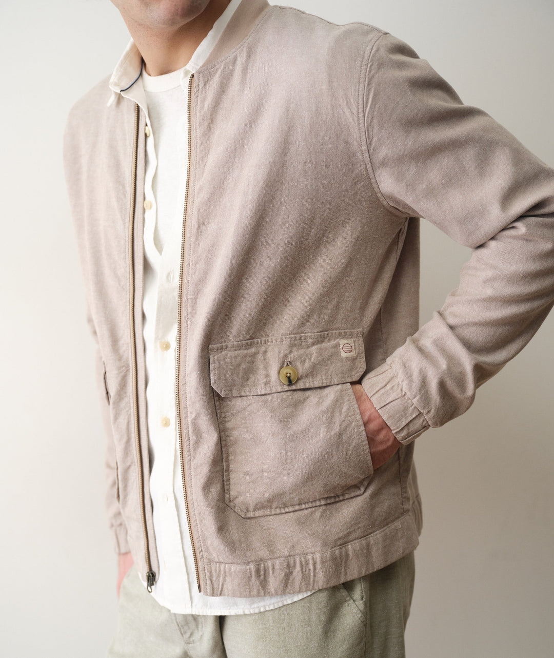 Hemp Bomber Jacket | Taupe