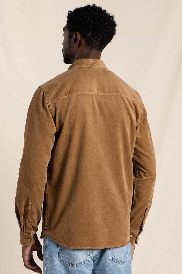 Scouter Cord Button-Up Shirt - Honey Brown Back View
