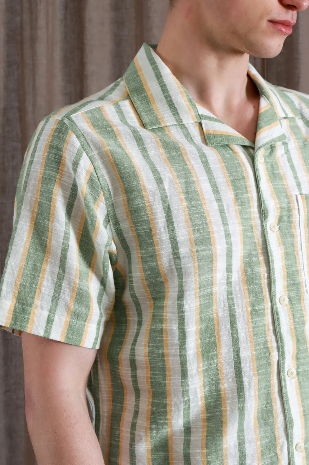 Selleck Shirt - Frosty Green Slub Stripe