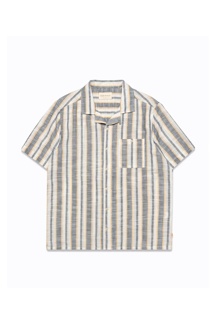 Selleck Shirt - Navy Slub Stripe