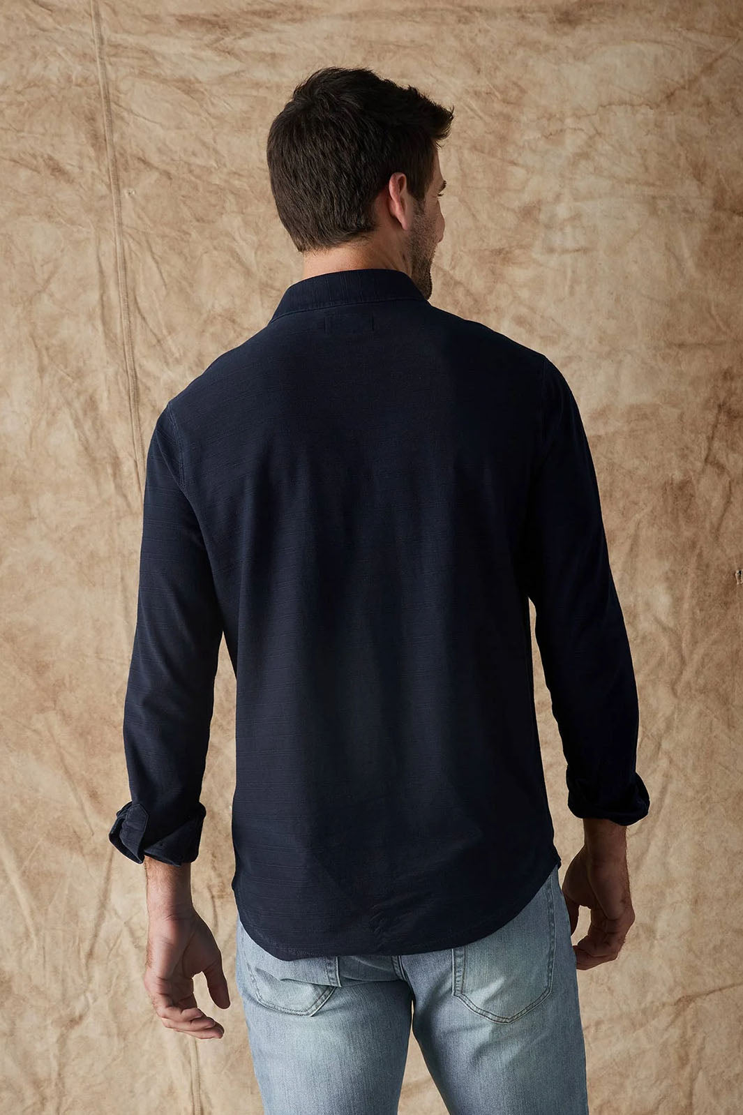 Sequoia Jacquard Button-Up Shirt - Navy