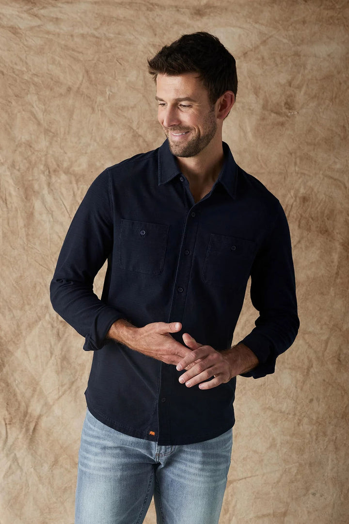 Sequoia Jacquard Button-Up Shirt - Navy
