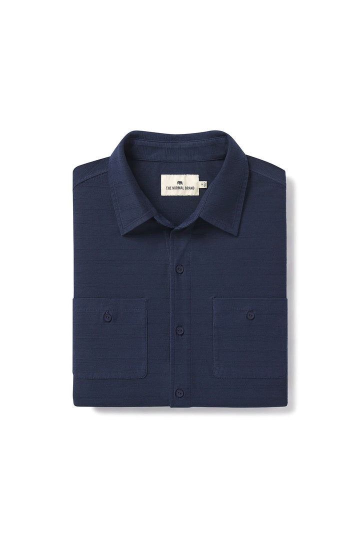 Sequoia Jacquard Button-Up Shirt - Navy