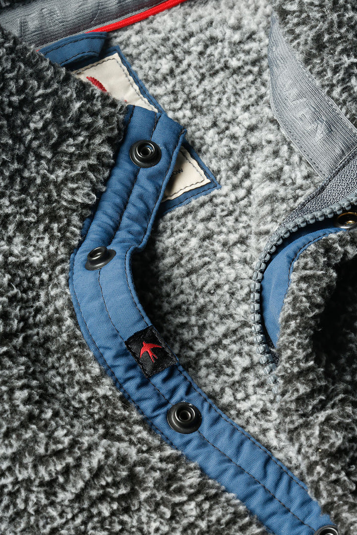 Shag Pile Snap-Zip Pullover - Dark Grey