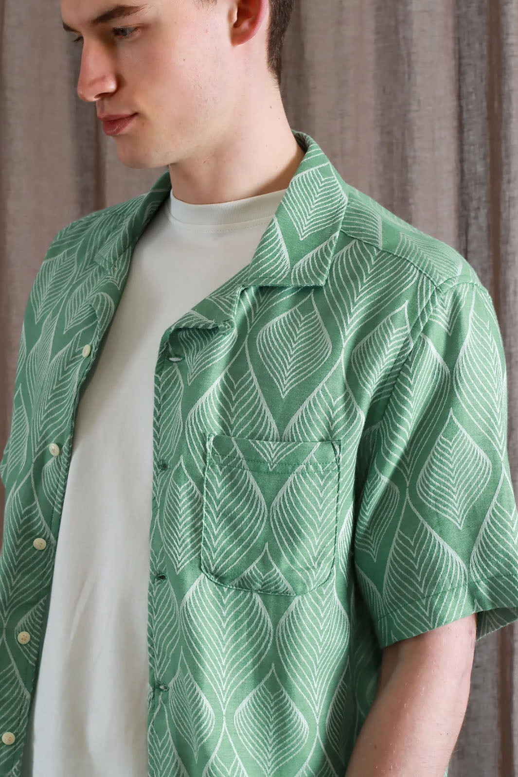 Stachio Shirt - Frosty Green Leaf Jacquard