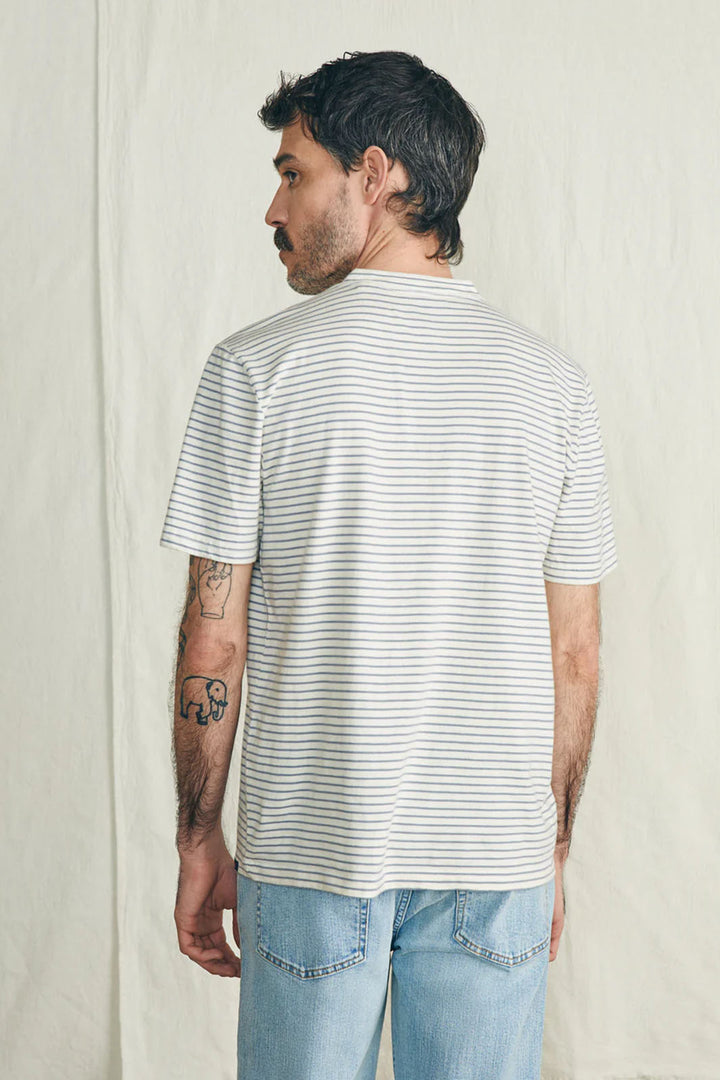 Sunwashed Henley - Shell Flint Stripe