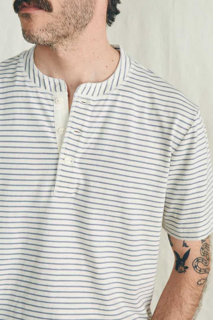 Sunwashed Henley - Shell Flint Stripe