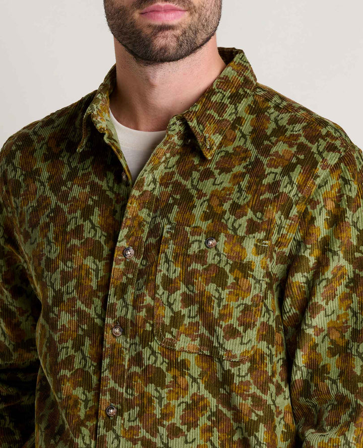 M's Cascadia LS Shirt | Green Moss Leaf Print