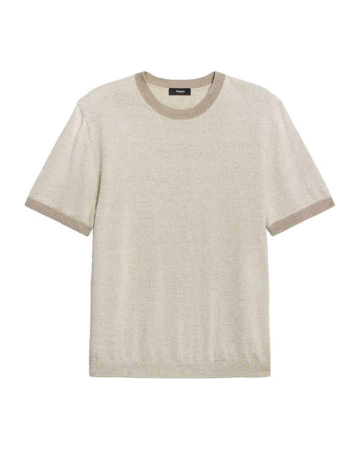 Crewneck Tee in Silk Linen | Silver Cloud
