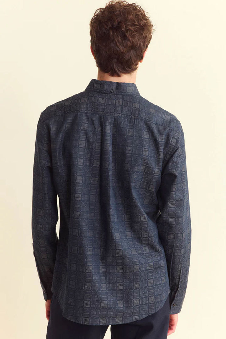 Tapestry Jacquard Tuscumbia Button-Down Shirt - Carbon Blue