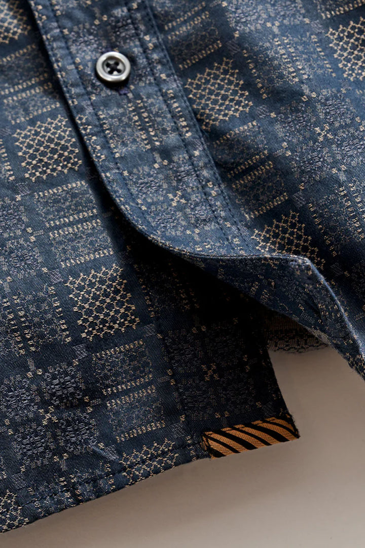 Tapestry Jacquard Tuscumbia Button-Down Shirt - Carbon Blue