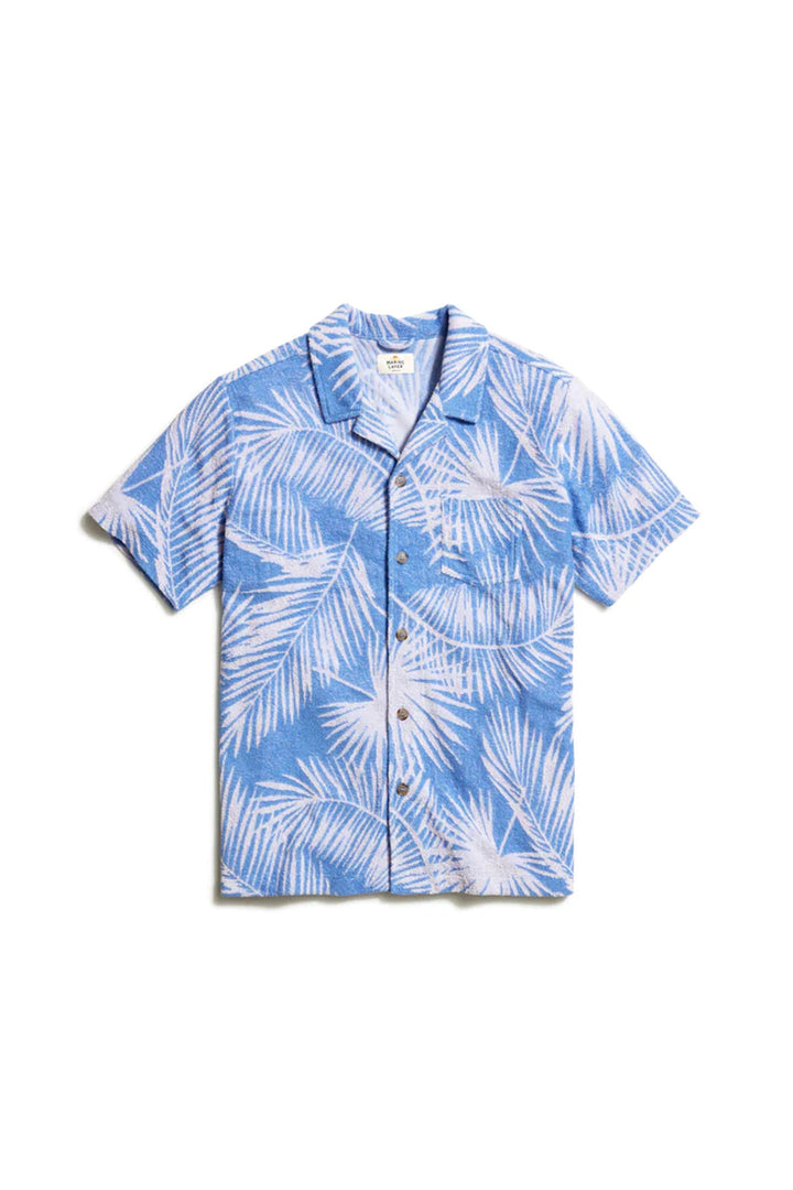 Terry Out Jacquard Resort Shirt - Blue Frond