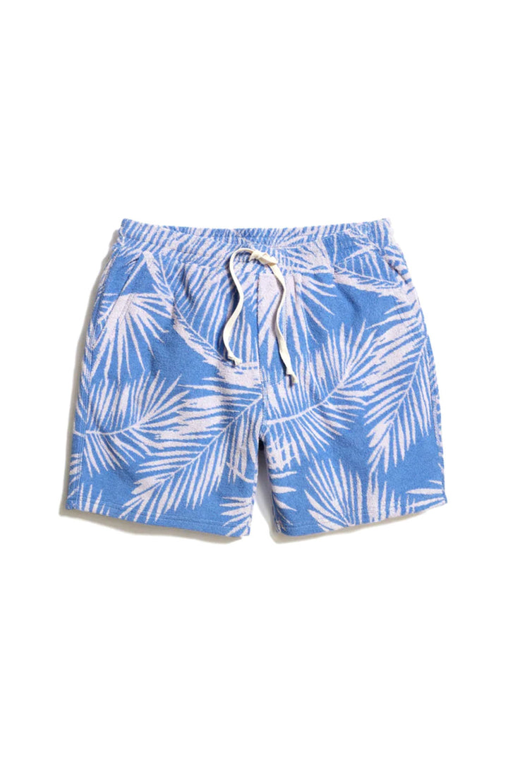 Terry Out Jacquard Short, 6" - Blue Frond