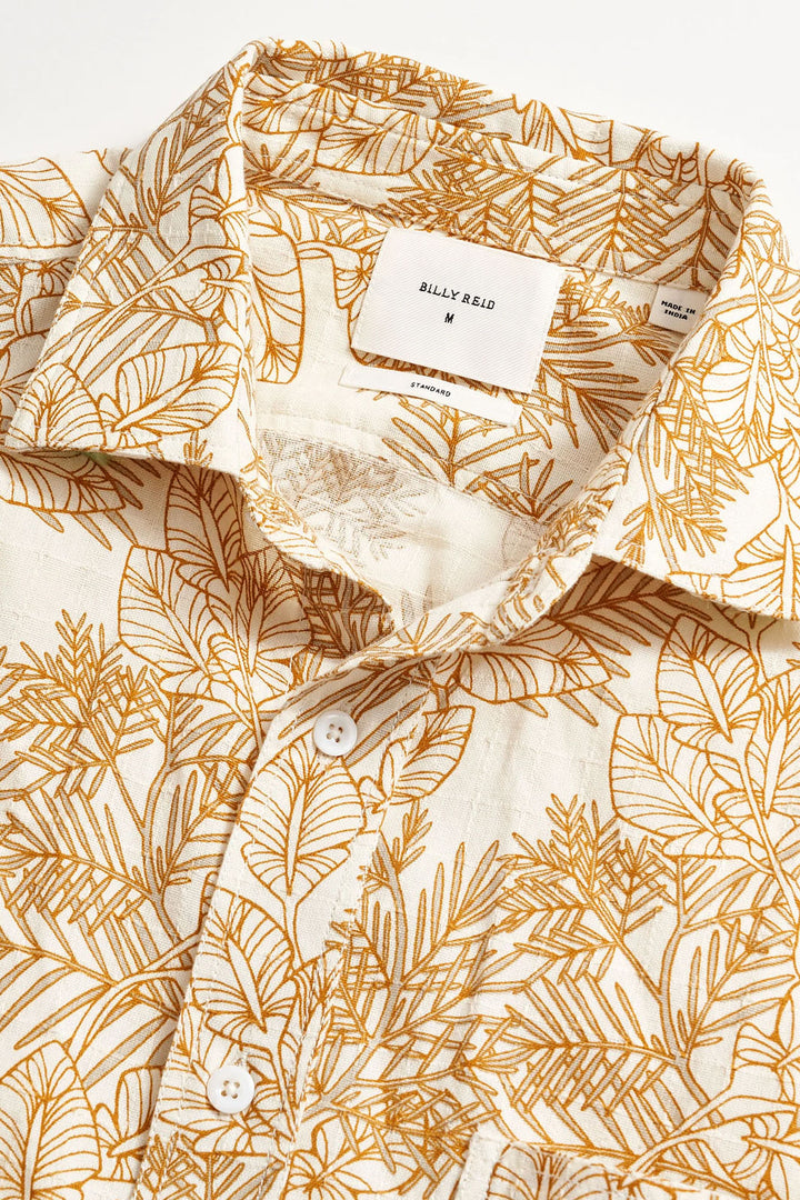 Textural Pine Treme Block Button-Up Shirt - Tinted White