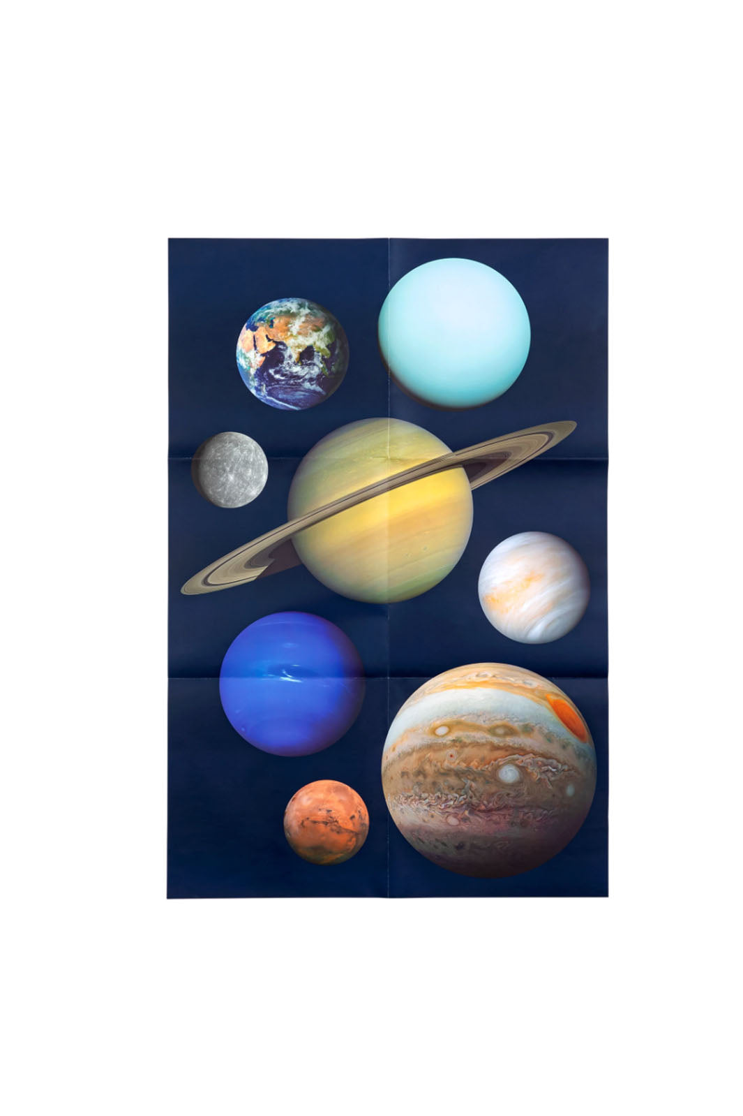 Graphic poster of the planets that comes inside The Planets Puzzle. 