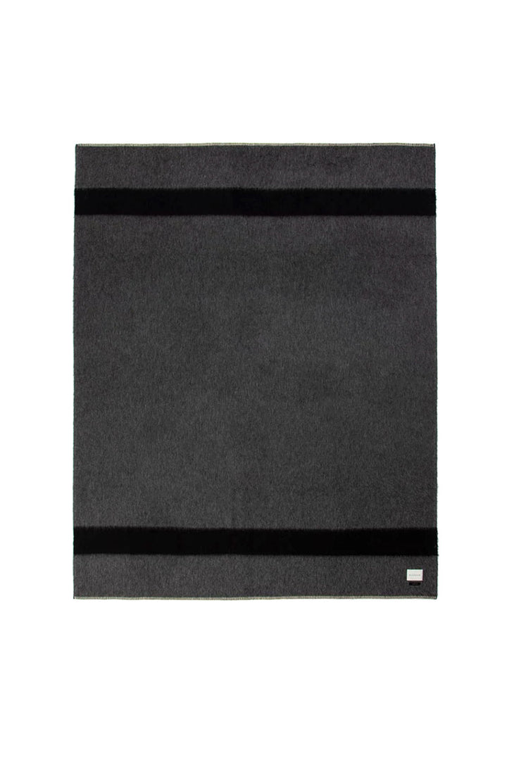 The Siempre Recycled Blanket - Charcoal with Black Stripe