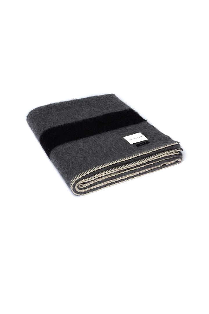 The Siempre Recycled Blanket - Charcoal with Black Stripe