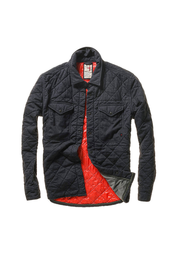 Tick Weave Shirt Jacket - Navy