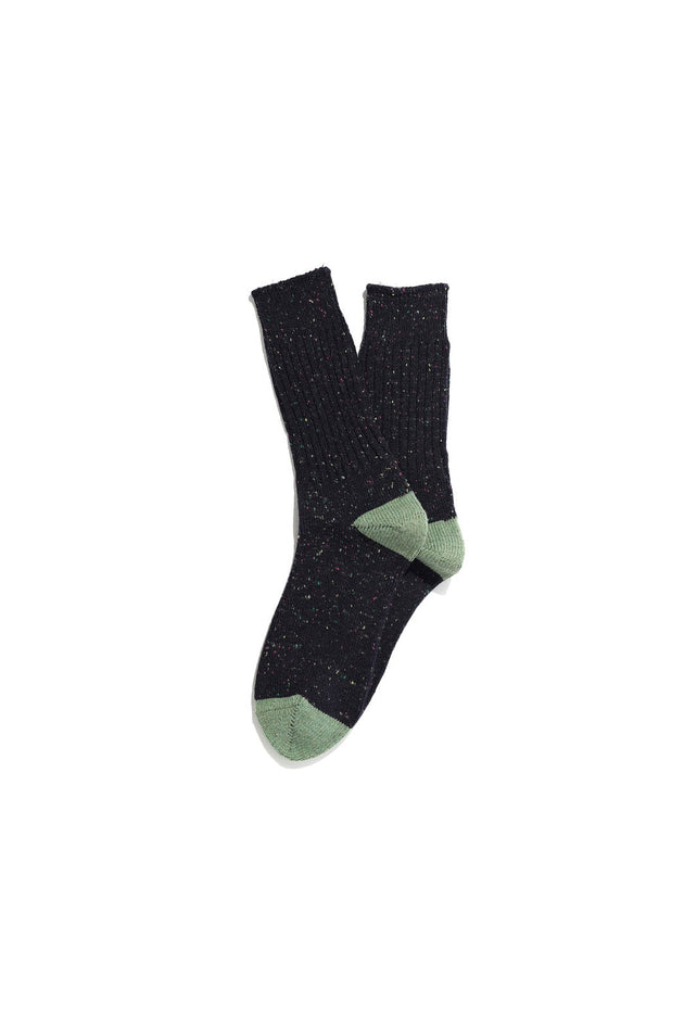 Tweed Nep Crew Socks - Navy