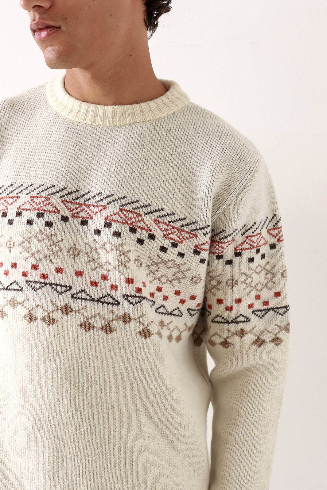 Uichi Knit Sweater - Snow White/ Multi