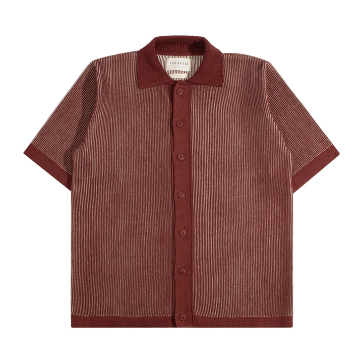Velzy Helio Stripe Knitted Shirt | Red / Sand