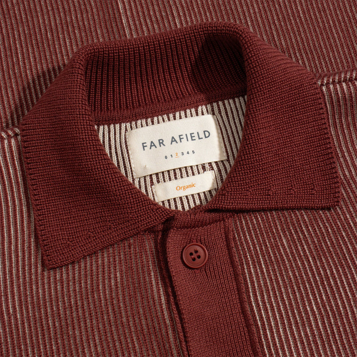 Velzy Helio Stripe Knitted Shirt | Red / Sand